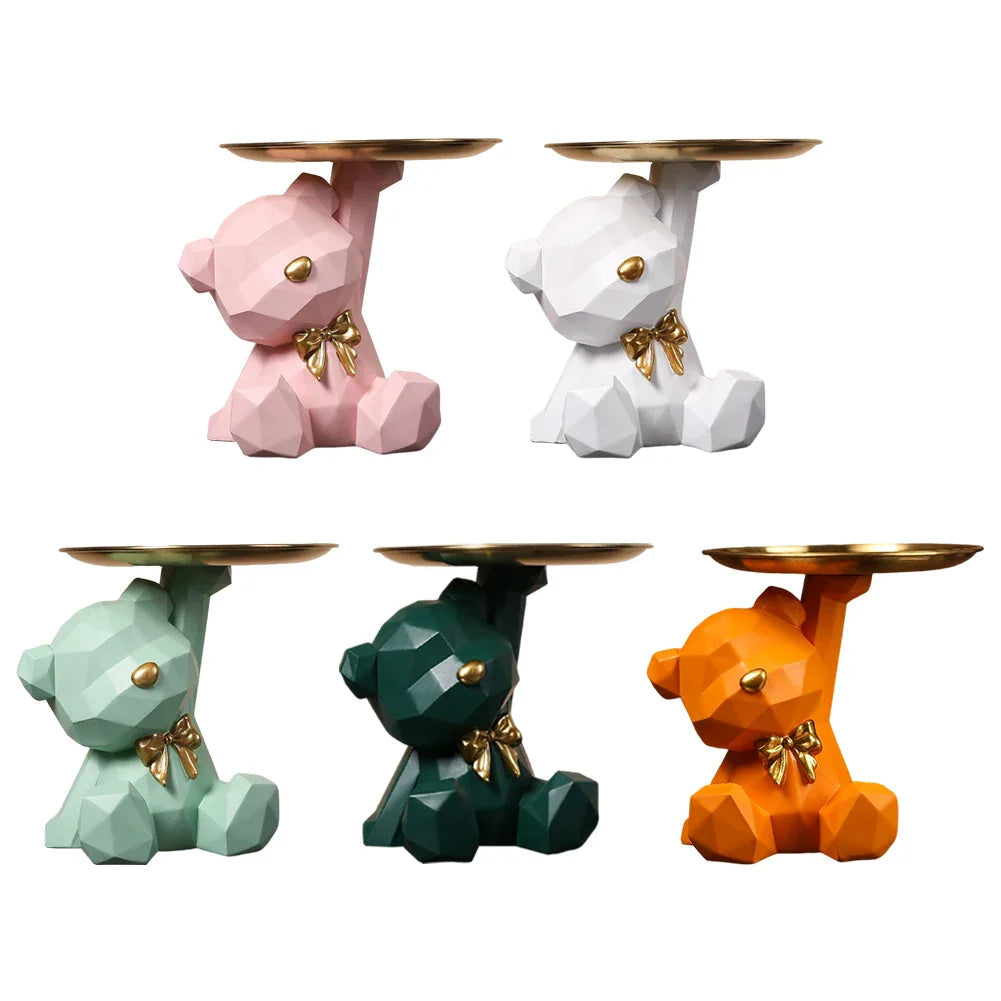 Geometric Resin Bear Key Holder and Decorative Figure – Stylish Storage Solution for Home 5