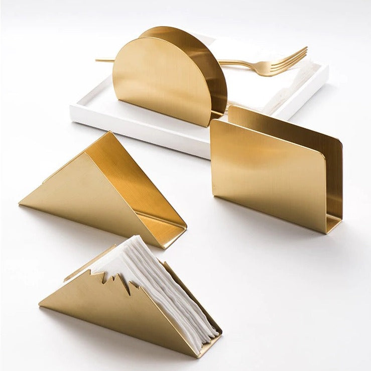 Gold Napkin Holder for Table - Stylish Stainless Steel Napkin Holder in Unique Shapes 1