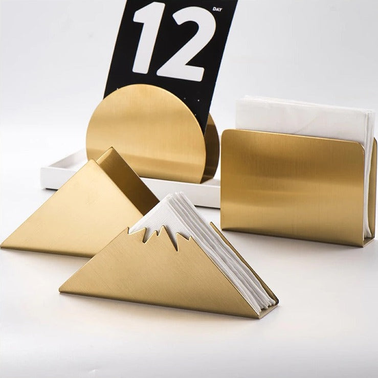 Gold Napkin Holder for Table - Stylish Stainless Steel Napkin Holder in Unique Shapes 2