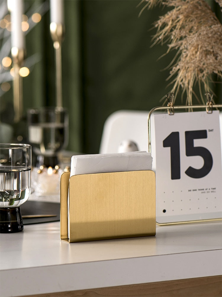 Gold Napkin Holder for Table - Stylish Stainless Steel Napkin Holder in Unique Shapes 6