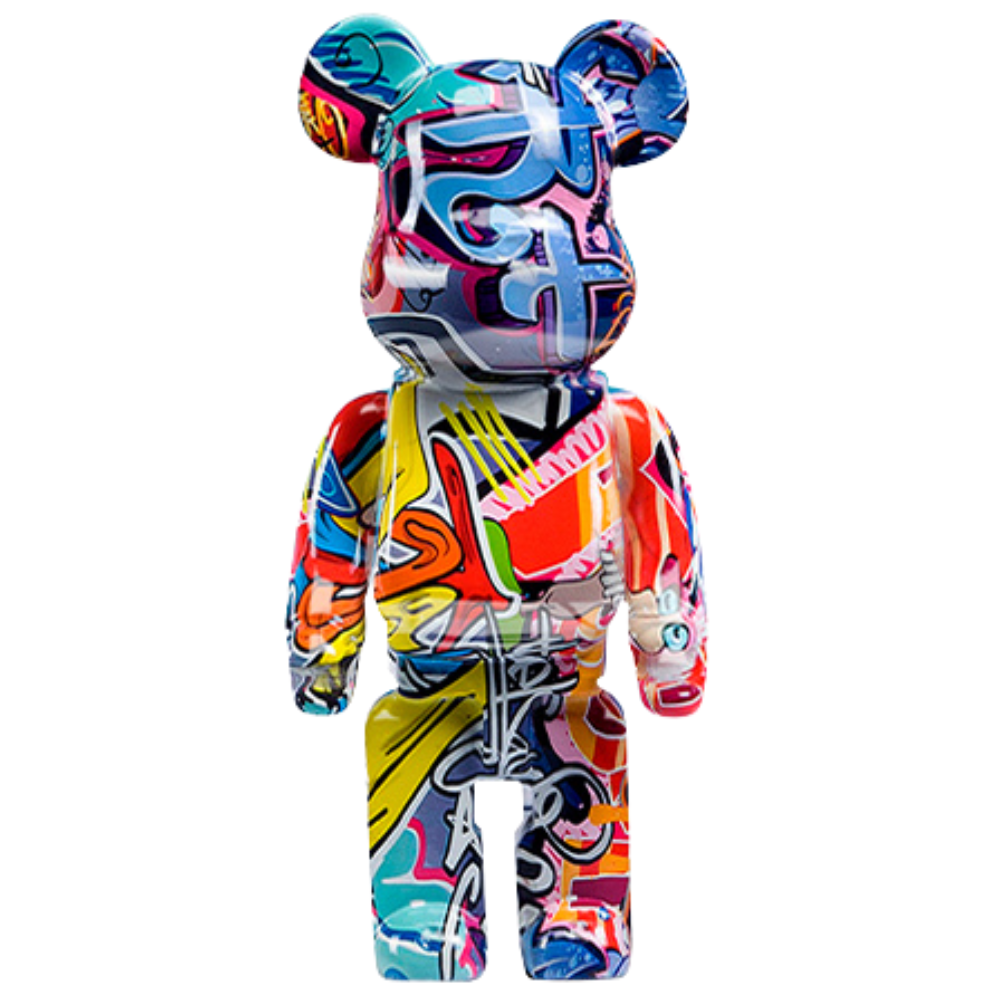 Graffiti Bear Sculpture – 10.6 Inch High Quality Resin Artistic Home Decor Figurine for Office and Living Room 0
