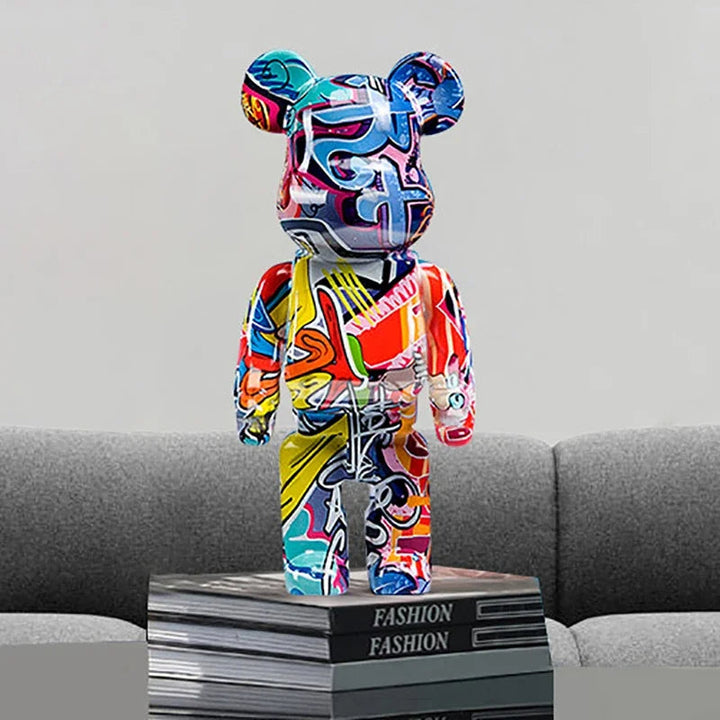 Graffiti Bear Sculpture – 10.6 Inch High Quality Resin Artistic Home Decor Figurine for Office and Living Room 5