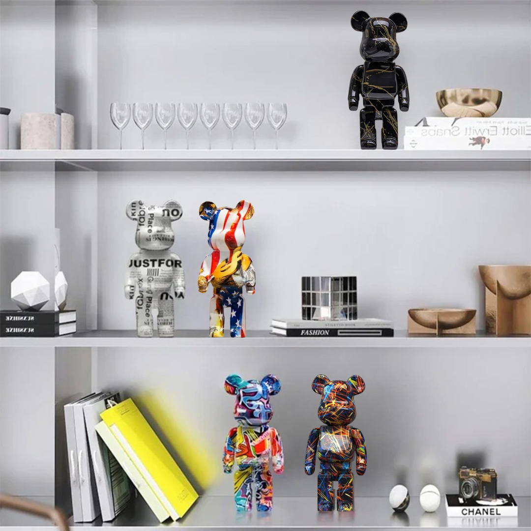 Graffiti Bear Sculpture – 10.6 Inch High Quality Resin Artistic Home Decor Figurine for Office and Living Room 6