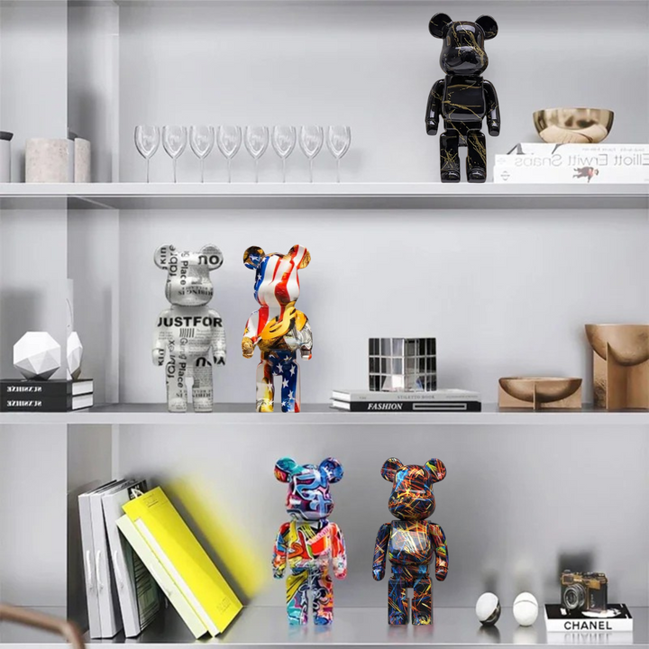 Graffiti Bear Sculpture – 10.6 Inch High Quality Resin Artistic Home Decor Figurine for Office and Living Room 6