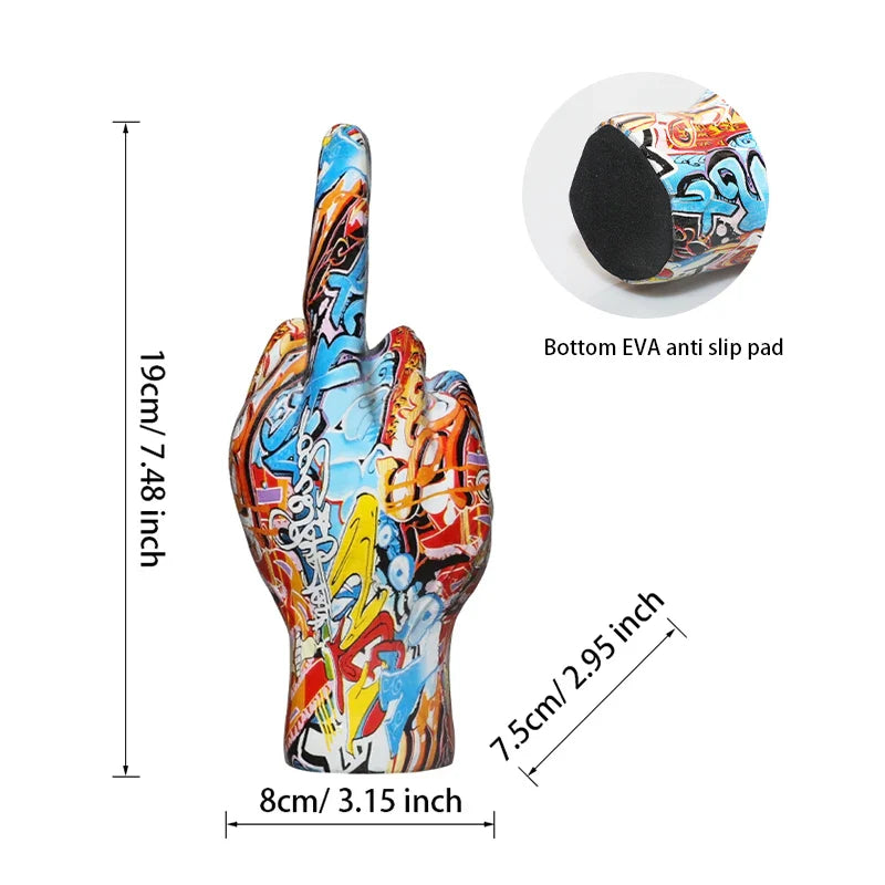 Graffiti Hand Sculpture – Unique Synthetic Resin Figurine for Modern Interiors, 8 x 7.5 x 19 cm, Stable EVA Anti-Slip Base 3