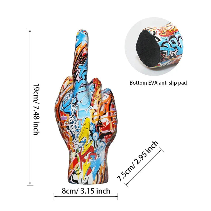 Graffiti Hand Sculpture – Unique Synthetic Resin Figurine for Modern Interiors, 8 x 7.5 x 19 cm, Stable EVA Anti-Slip Base 3