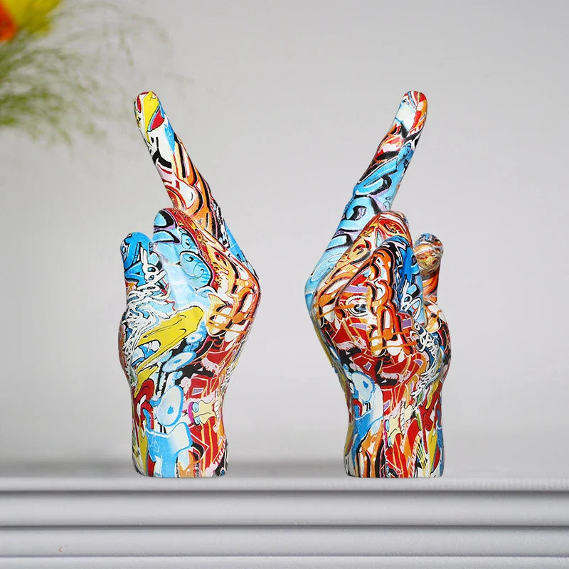 Graffiti Hand Sculpture – Unique Synthetic Resin Figurine for Modern Interiors, 8 x 7.5 x 19 cm, Stable EVA Anti-Slip Base 4
