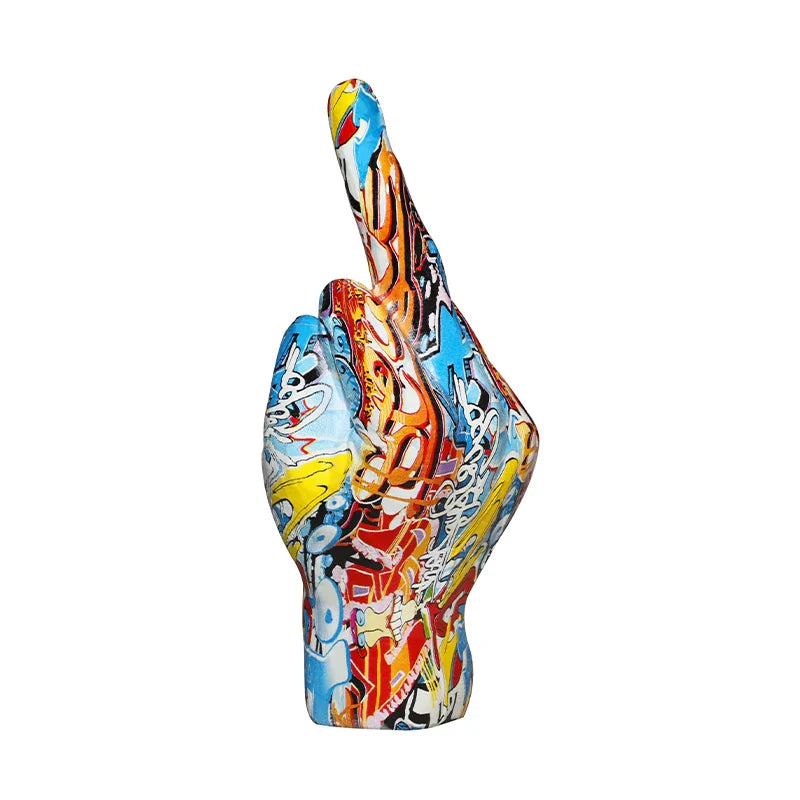 Graffiti Hand Sculpture – Unique Synthetic Resin Figurine for Modern Interiors, 8 x 7.5 x 19 cm, Stable EVA Anti-Slip Base 5