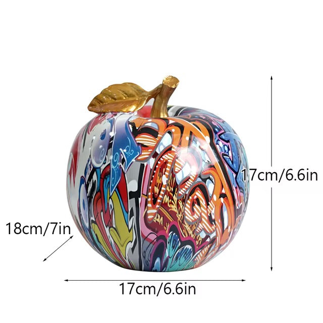 Graffiti Painted Apple Sculpture – High-Quality Resin Decorative Art for Home and Office Decor 2