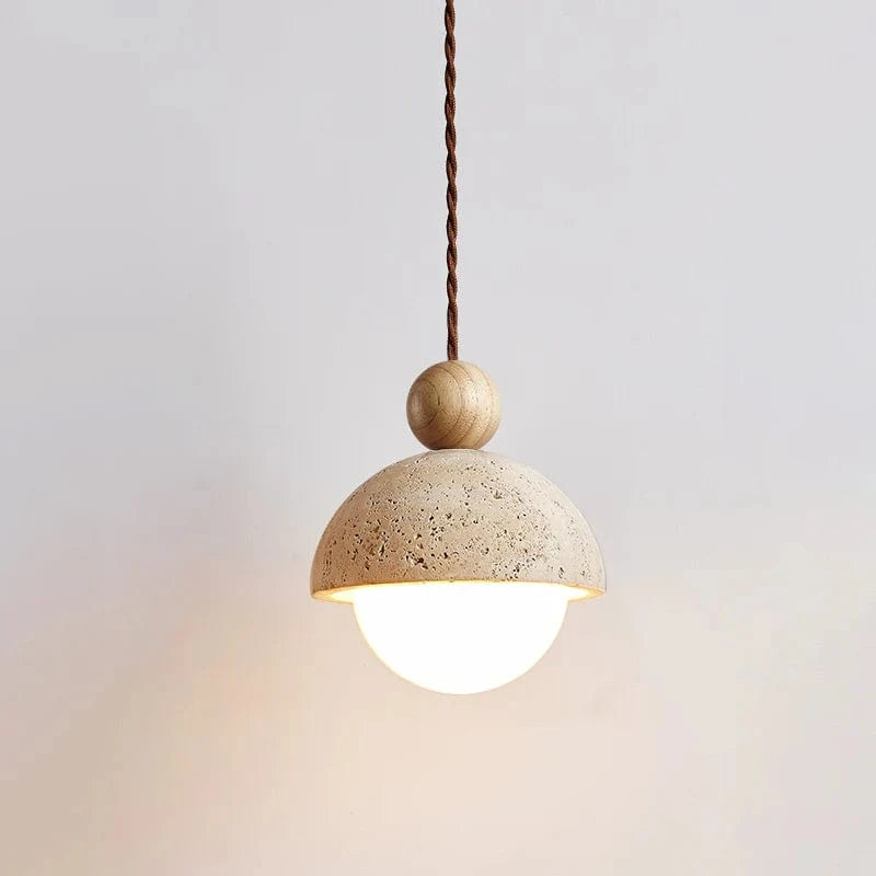 Half-Round Pendant Lamp – Elegant Glass and Travertine Design for Kitchen Pendant Lighting and Modern Hanging Lights 0