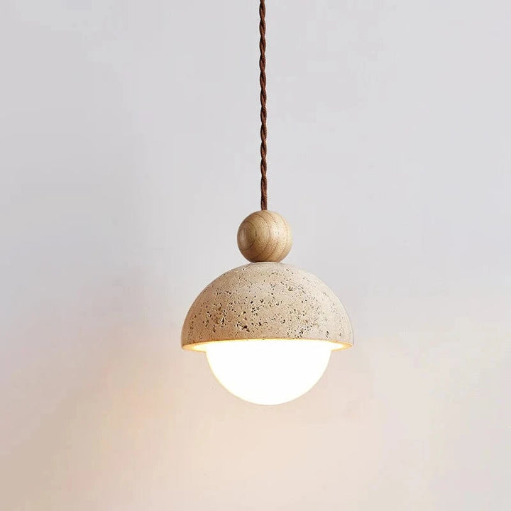 Half-Round Pendant Lamp – Elegant Glass and Travertine Design for Kitchen Pendant Lighting and Modern Hanging Lights 0