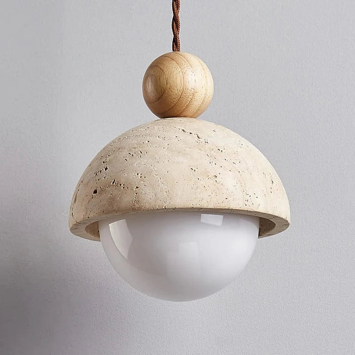 Half-Round Pendant Lamp – Elegant Glass and Travertine Design for Kitchen Pendant Lighting and Modern Hanging Lights 2