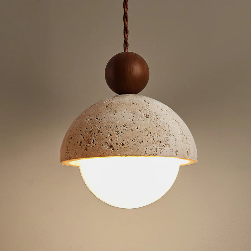 Half-Round Pendant Lamp – Elegant Glass and Travertine Design for Kitchen Pendant Lighting and Modern Hanging Lights 4