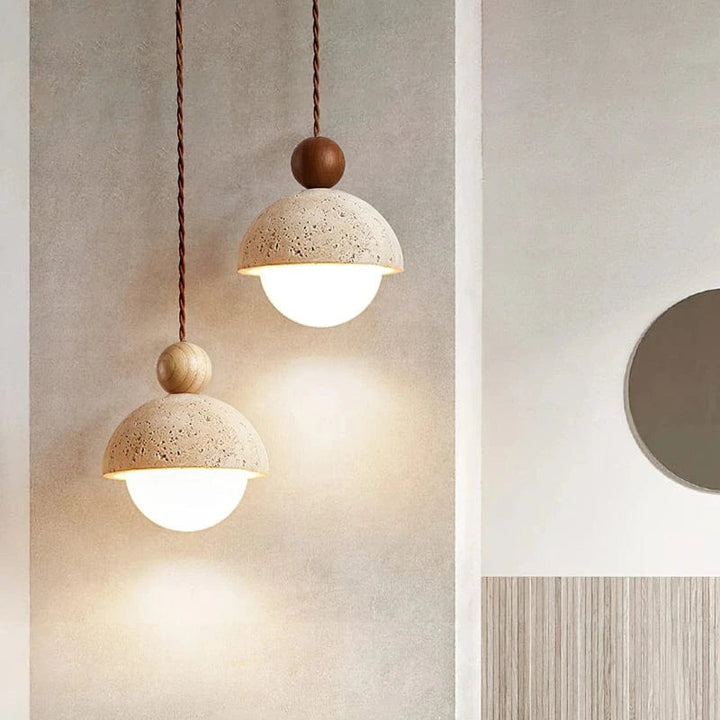 Half-Round Pendant Lamp – Elegant Glass and Travertine Design for Kitchen Pendant Lighting and Modern Hanging Lights 5