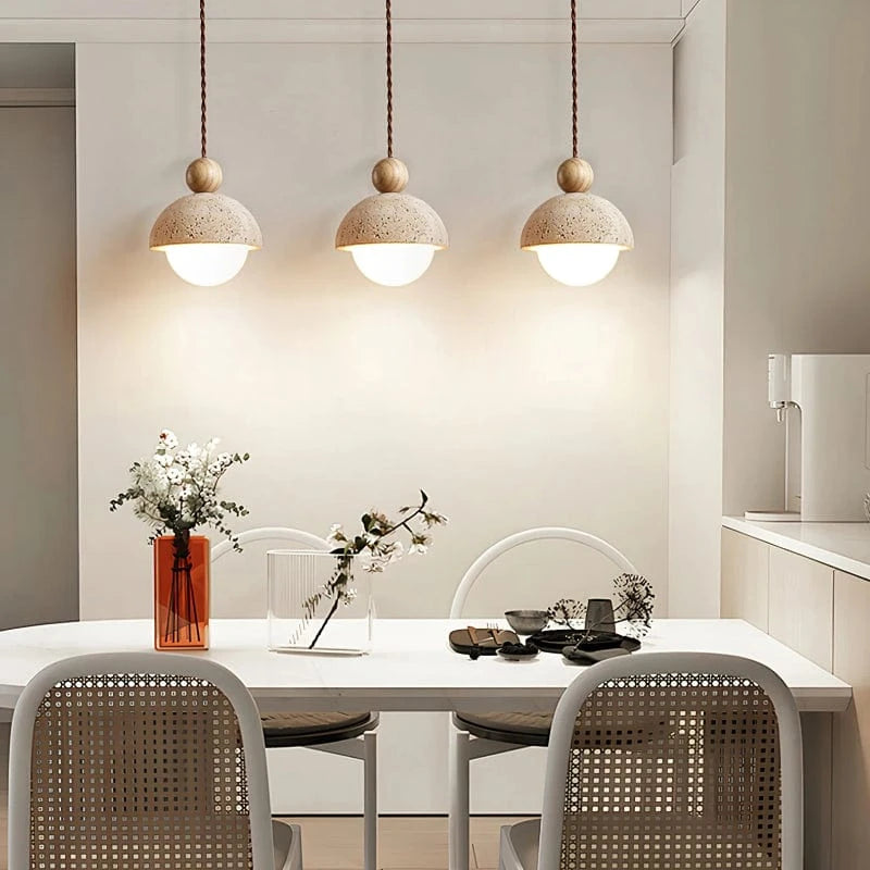 Half-Round Pendant Lamp – Elegant Glass and Travertine Design for Kitchen Pendant Lighting and Modern Hanging Lights 6