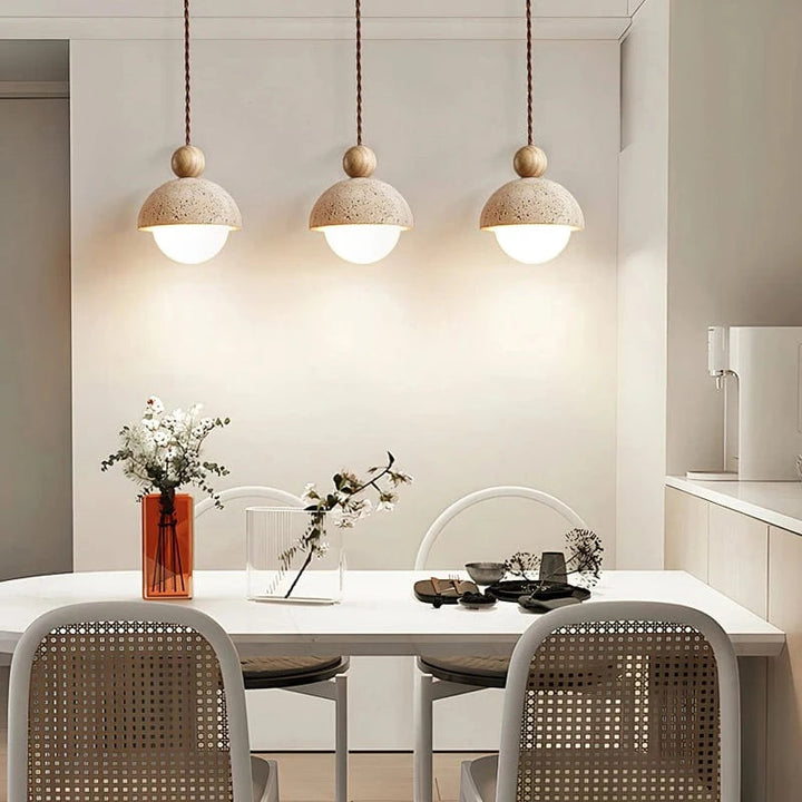 Half-Round Pendant Lamp – Elegant Glass and Travertine Design for Kitchen Pendant Lighting and Modern Hanging Lights 6