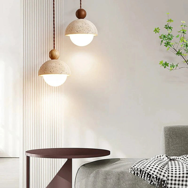 Half-Round Pendant Lamp – Elegant Glass and Travertine Design for Kitchen Pendant Lighting and Modern Hanging Lights 7