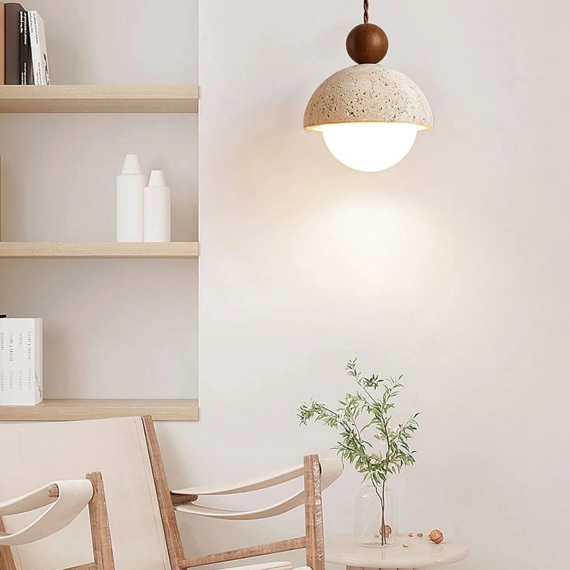 Half-Round Pendant Lamp – Elegant Glass and Travertine Design for Kitchen Pendant Lighting and Modern Hanging Lights 8