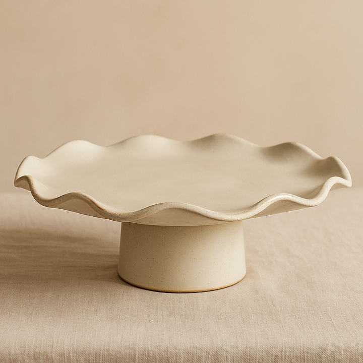 Hand-Forged Ruffle Edge Cake Stand – 12-Inch Pedestal Cake Plate for Elegant Dessert Display 0