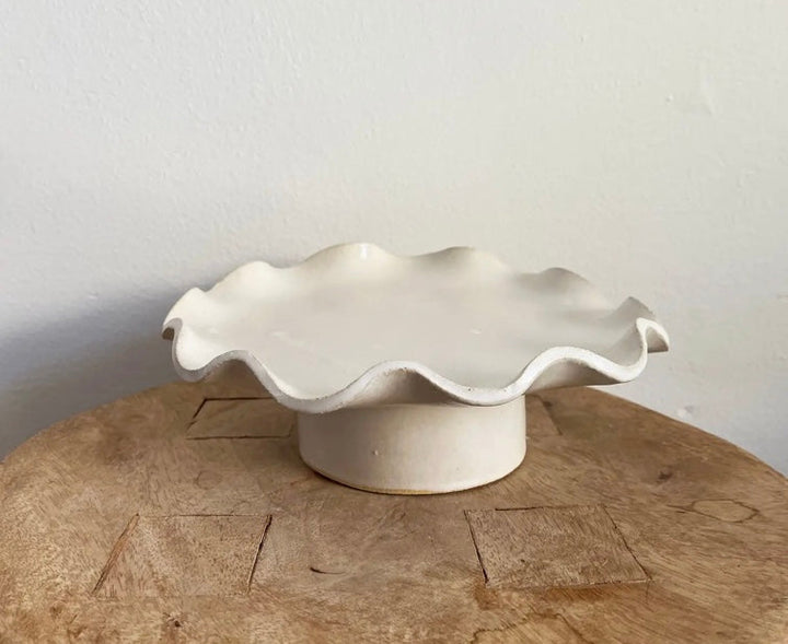 Hand-Forged Ruffle Edge Cake Stand – 12-Inch Pedestal Cake Plate for Elegant Dessert Display 2