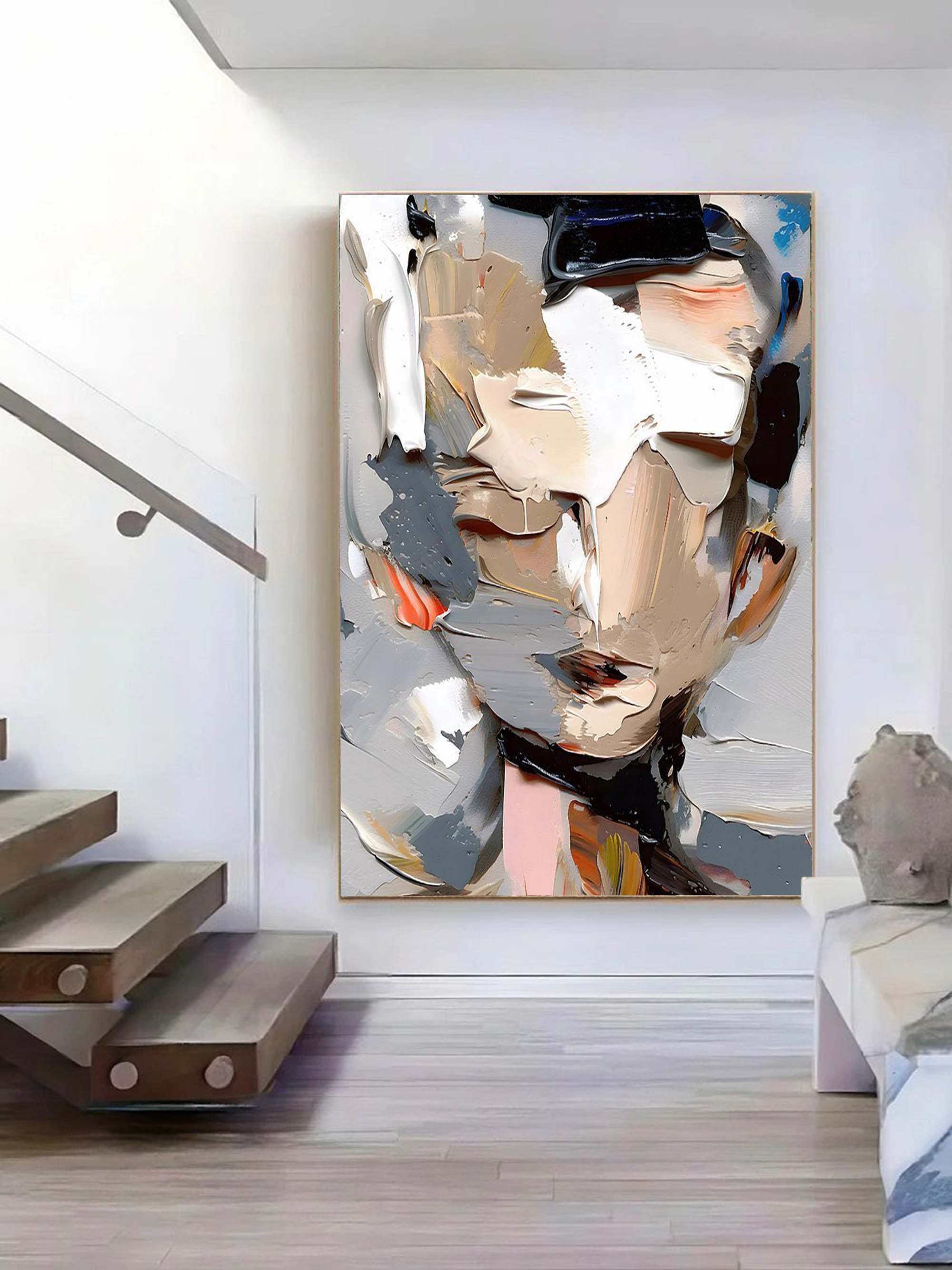 Hand-Painted Abstract Minimalism Canvas Art – Colorful Wall Art on High-Quality Linen, Custom Sizes Available 0