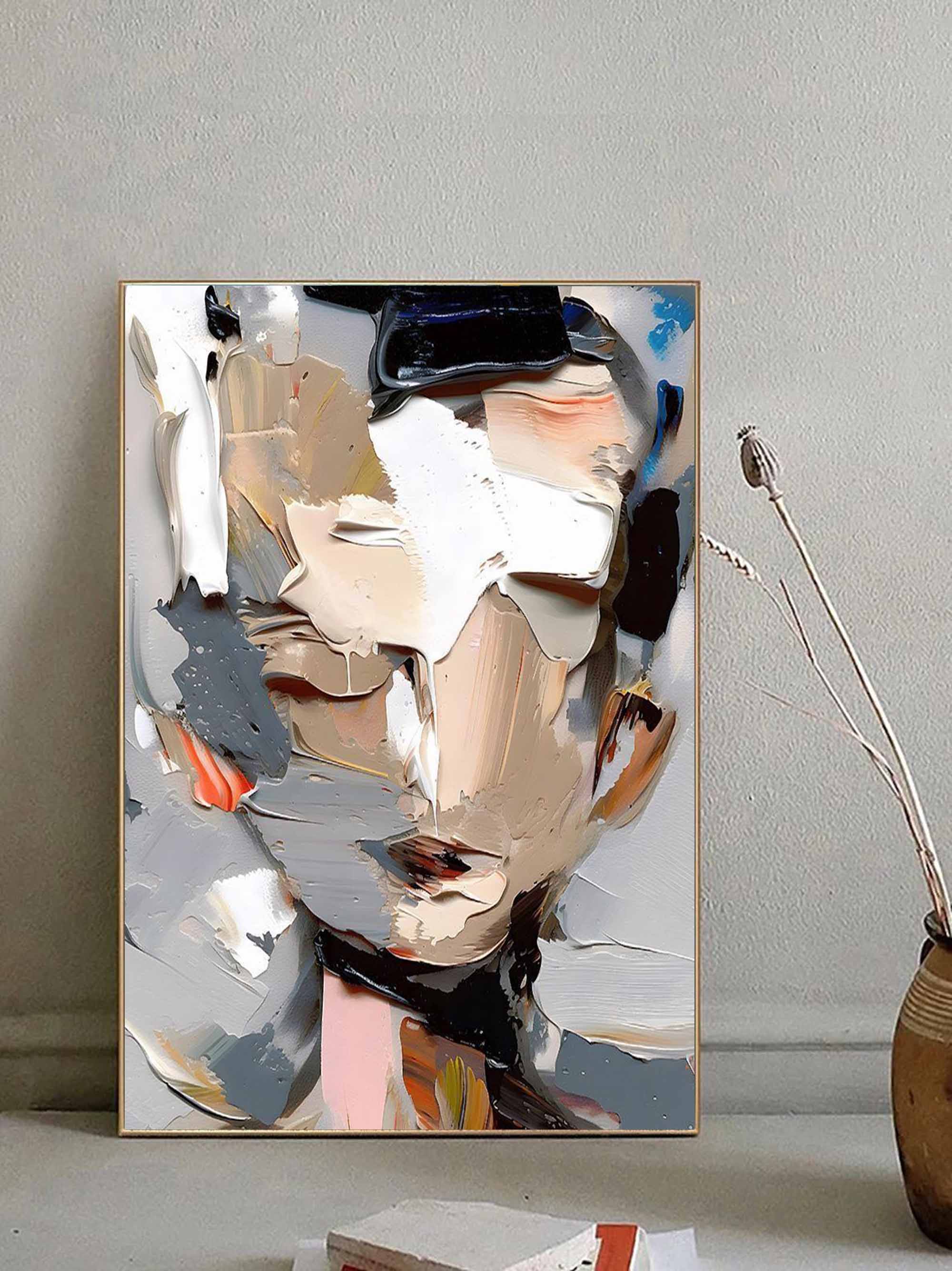 Hand-Painted Abstract Minimalism Canvas Art – Colorful Wall Art on High-Quality Linen, Custom Sizes Available 2