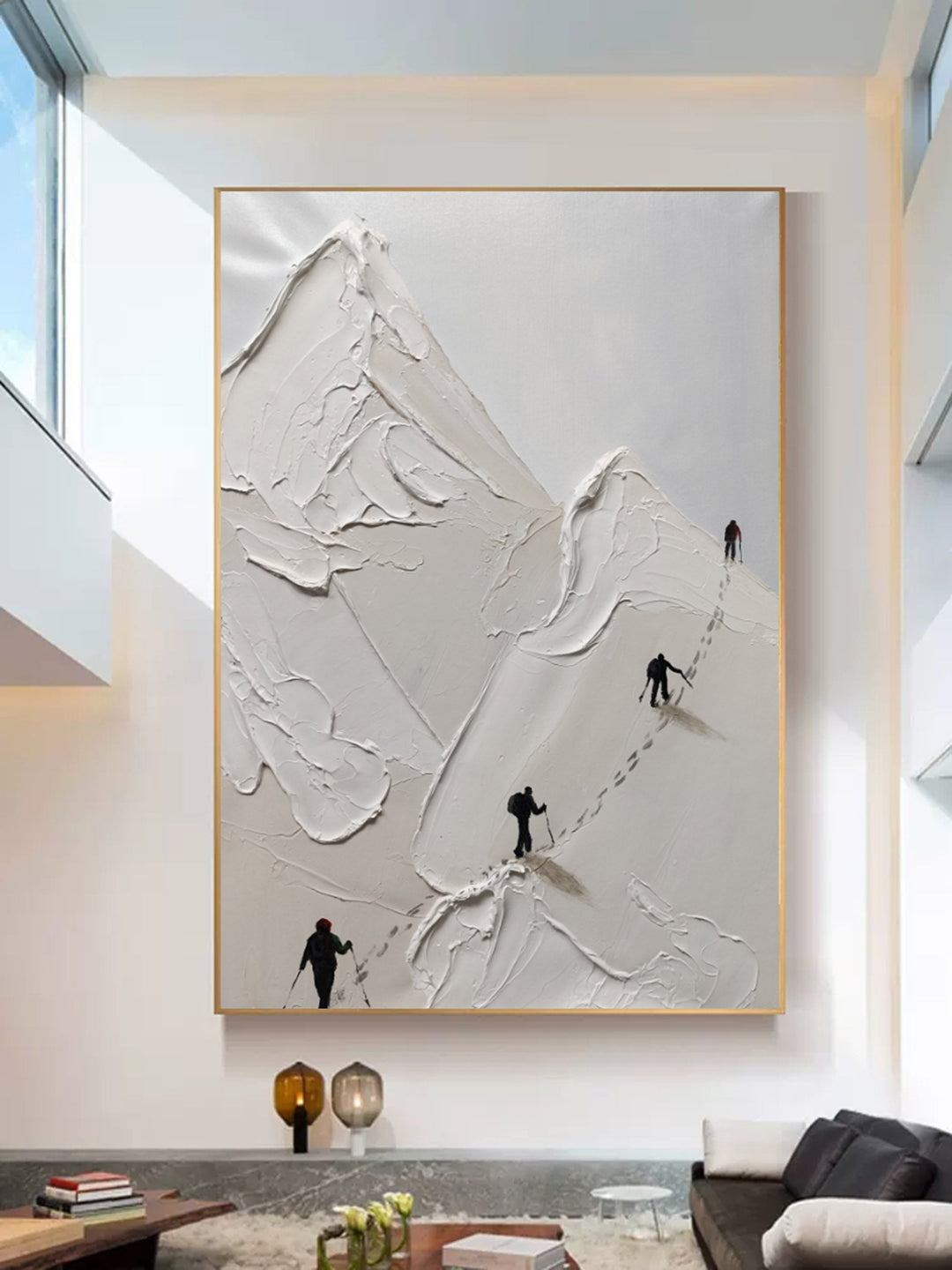 Hand-Painted Abstract Minimalist Canvas Art – Unique Plaster Texture Painting for Modern Home Decor 0