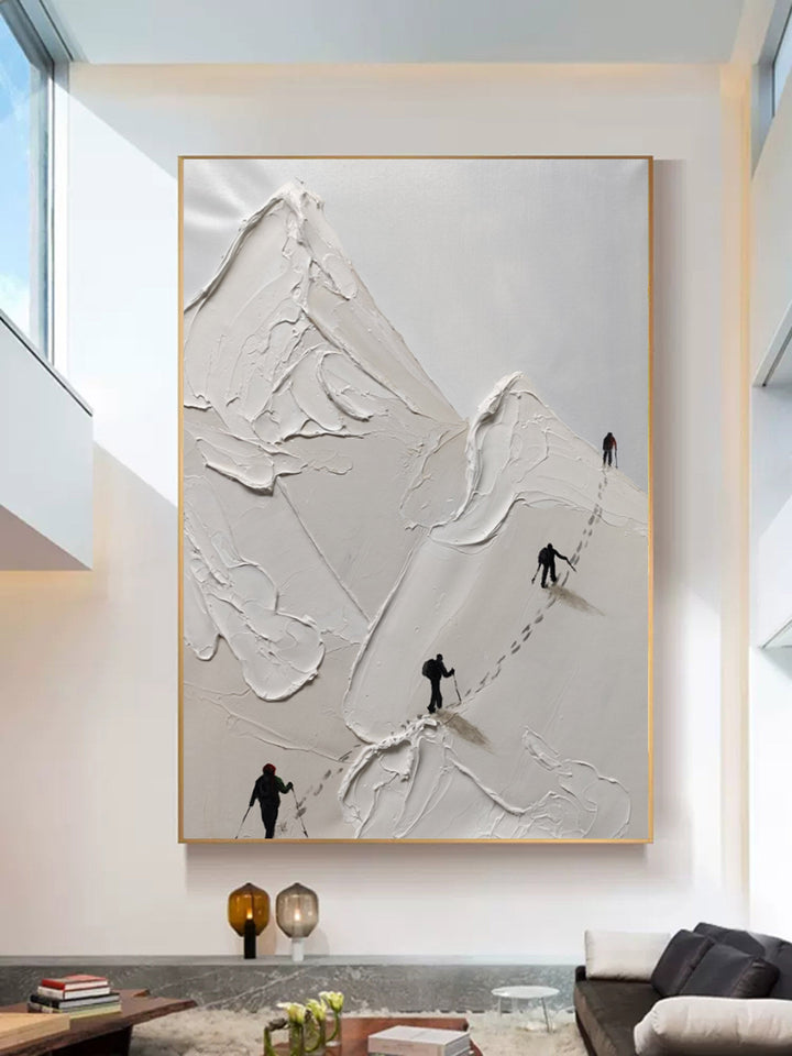 Hand-Painted Abstract Minimalist Canvas Art – Unique Plaster Texture Painting for Modern Home Decor 0