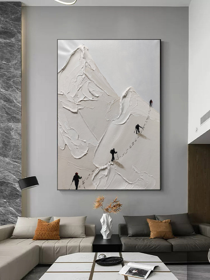 Hand-Painted Abstract Minimalist Canvas Art – Unique Plaster Texture Painting for Modern Home Decor 3
