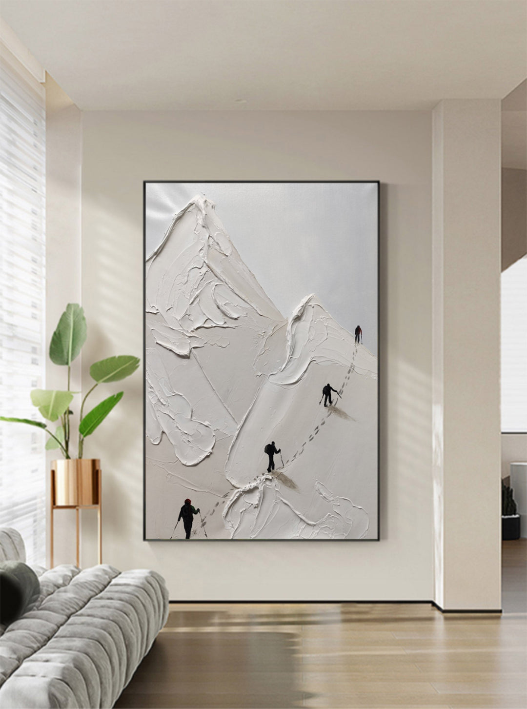 Hand-Painted Abstract Minimalist Canvas Art – Unique Plaster Texture Painting for Modern Home Decor 4