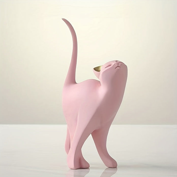 Hand-Painted Cat Statue - Elegant Scandinavian Design for Home Decor 10