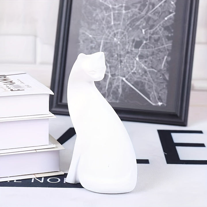 Hand-Painted Cat Statue - Elegant Scandinavian Design for Home Decor 11