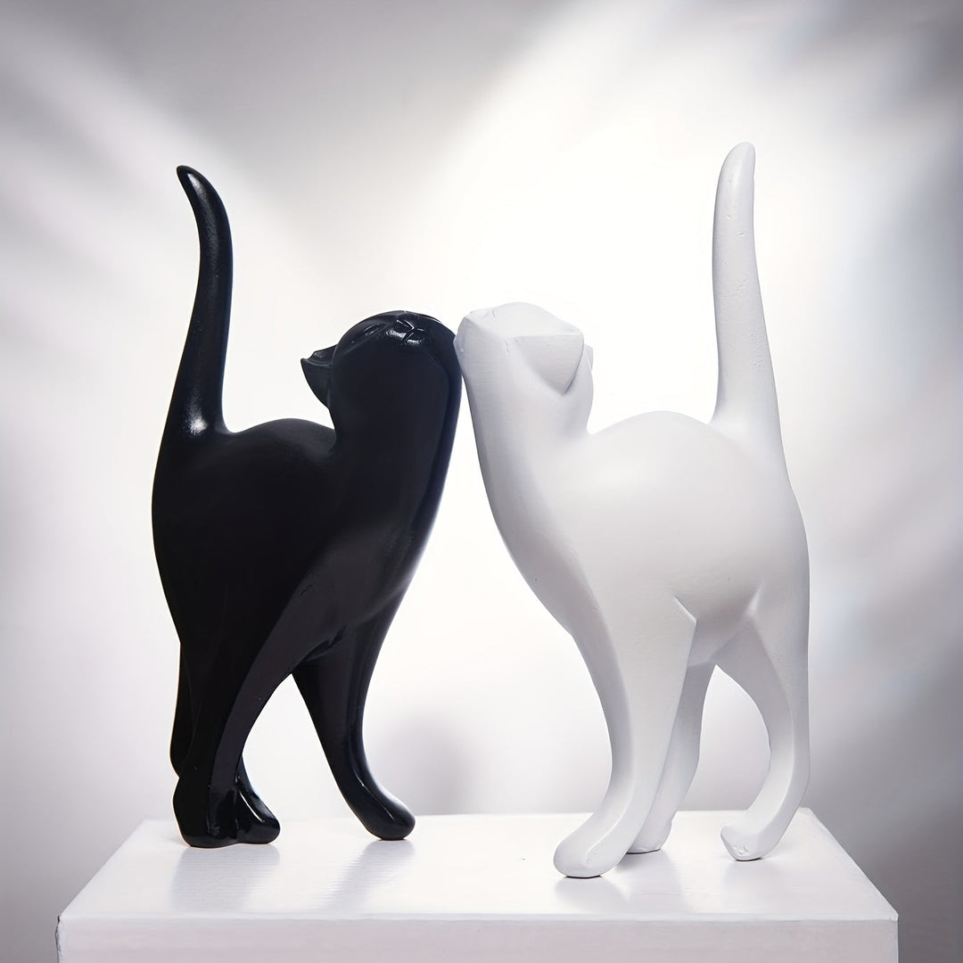 Hand-Painted Cat Statue - Elegant Scandinavian Design for Home Decor 2
