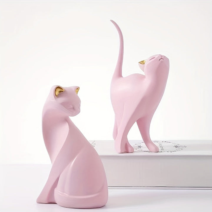 Hand-Painted Cat Statue - Elegant Scandinavian Design for Home Decor 3