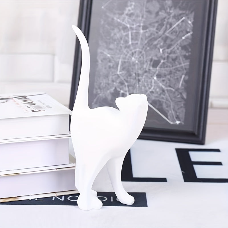 Hand-Painted Cat Statue - Elegant Scandinavian Design for Home Decor 5