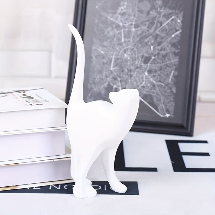 Hand-Painted Cat Statue - Elegant Scandinavian Design for Home Decor 5