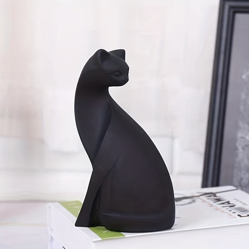 Hand-Painted Cat Statue - Elegant Scandinavian Design for Home Decor 6