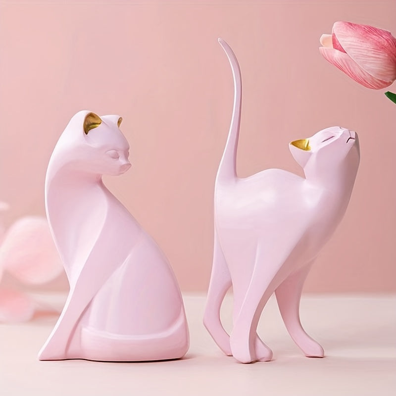 Hand-Painted Cat Statue - Elegant Scandinavian Design for Home Decor 7