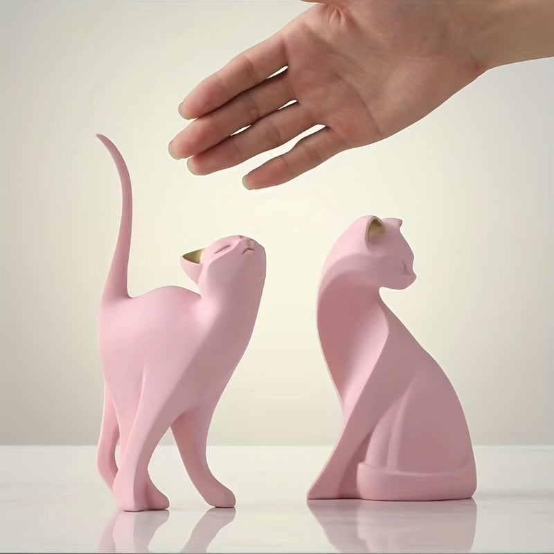 Hand-Painted Cat Statue - Elegant Scandinavian Design for Home Decor 8