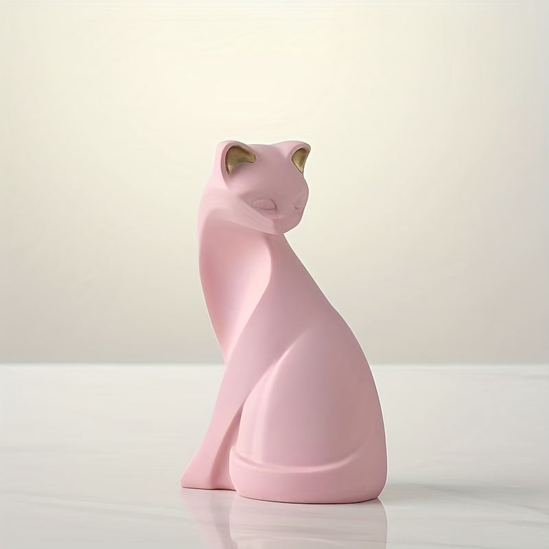 Hand-Painted Cat Statue - Elegant Scandinavian Design for Home Decor 9