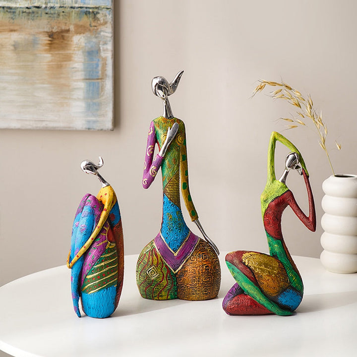 Handcrafted Abstract Colorful Women Sculptures – Unique Home Decor Art Pieces 1