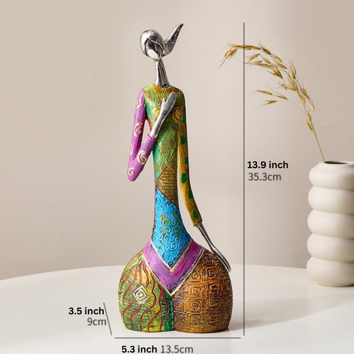 Handcrafted Abstract Colorful Women Sculptures – Unique Home Decor Art Pieces 3
