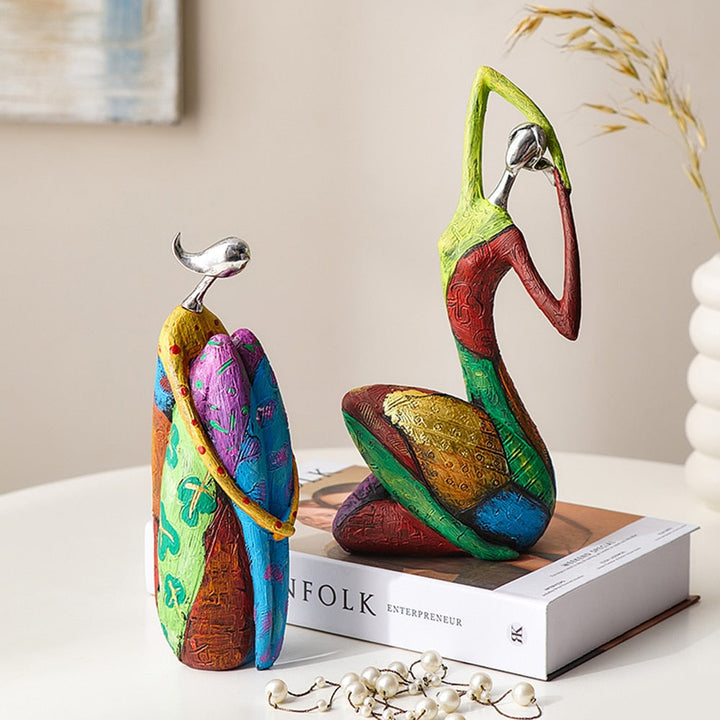 Handcrafted Abstract Colorful Women Sculptures – Unique Home Decor Art Pieces 4