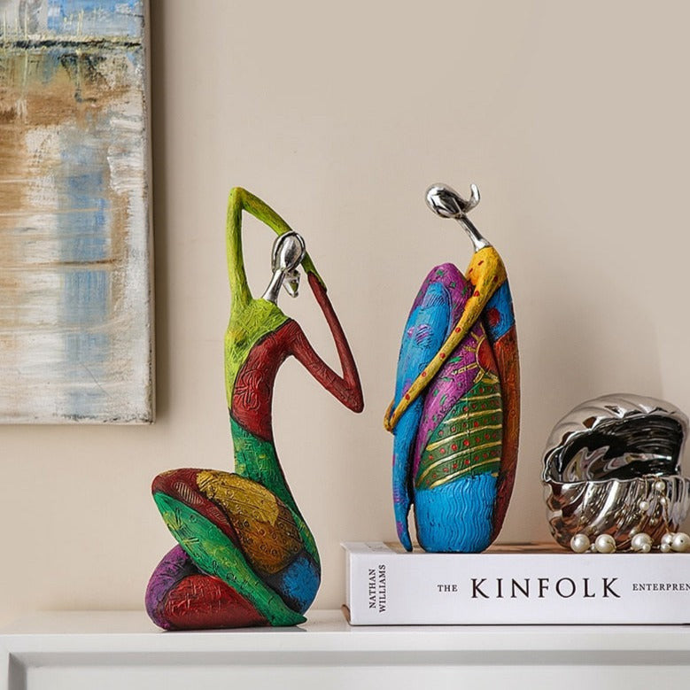 Handcrafted Abstract Colorful Women Sculptures – Unique Home Decor Art Pieces 6