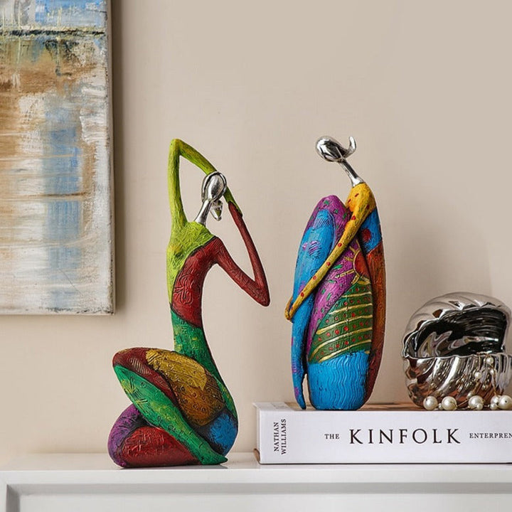 Handcrafted Abstract Colorful Women Sculptures – Unique Home Decor Art Pieces 6