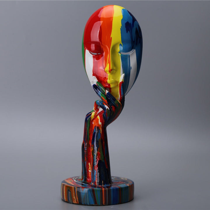 Handcrafted Abstract Face Sculptures in High-Grade Resin – Unique Decorative Art Pieces for Home, 11.8 x 4.3 and 15.4 x 4.9 Inches 0