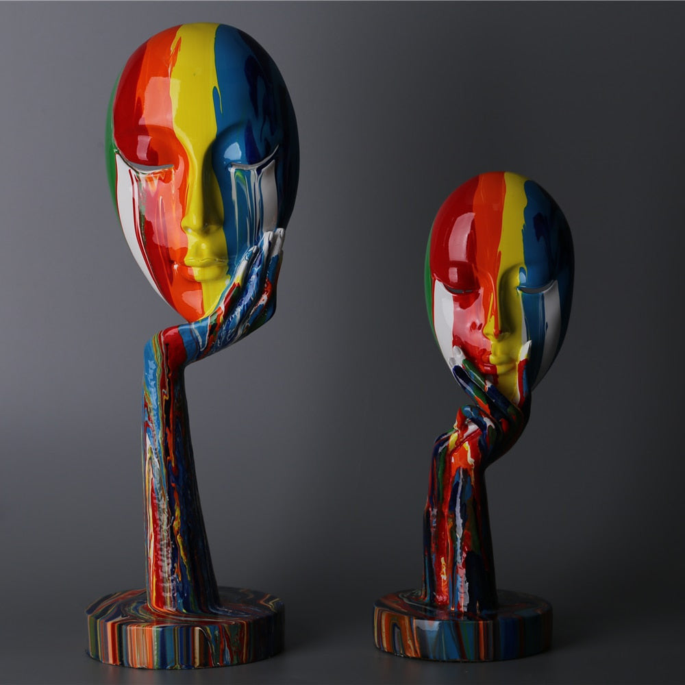 Handcrafted Abstract Face Sculptures in High-Grade Resin – Unique Decorative Art Pieces for Home, 11.8 x 4.3 and 15.4 x 4.9 Inches 1