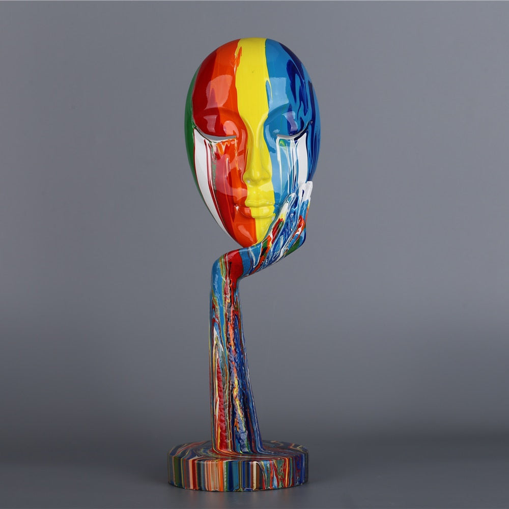 Handcrafted Abstract Face Sculptures in High-Grade Resin – Unique Decorative Art Pieces for Home, 11.8 x 4.3 and 15.4 x 4.9 Inches 2