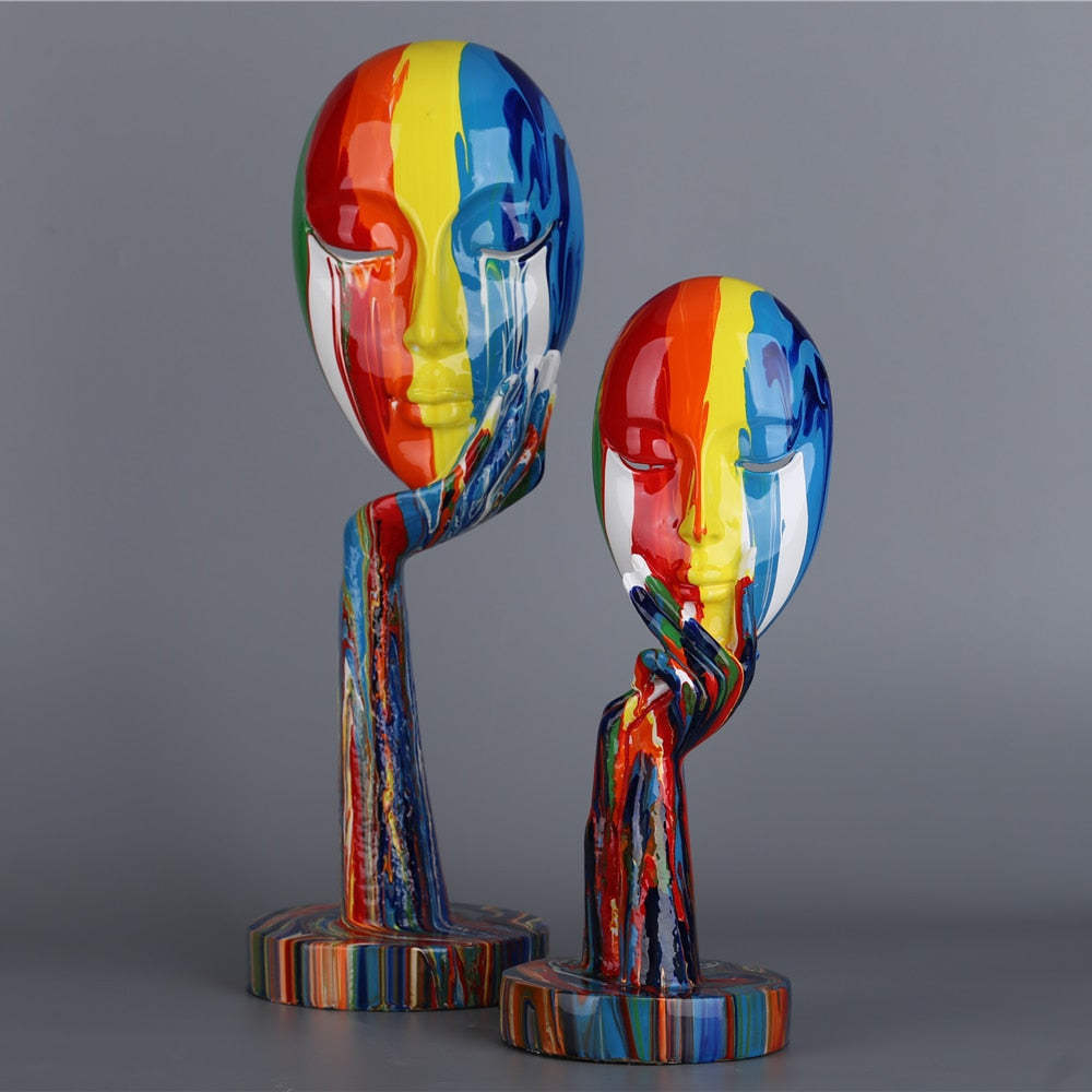 Handcrafted Abstract Face Sculptures in High-Grade Resin – Unique Decorative Art Pieces for Home, 11.8 x 4.3 and 15.4 x 4.9 Inches 3
