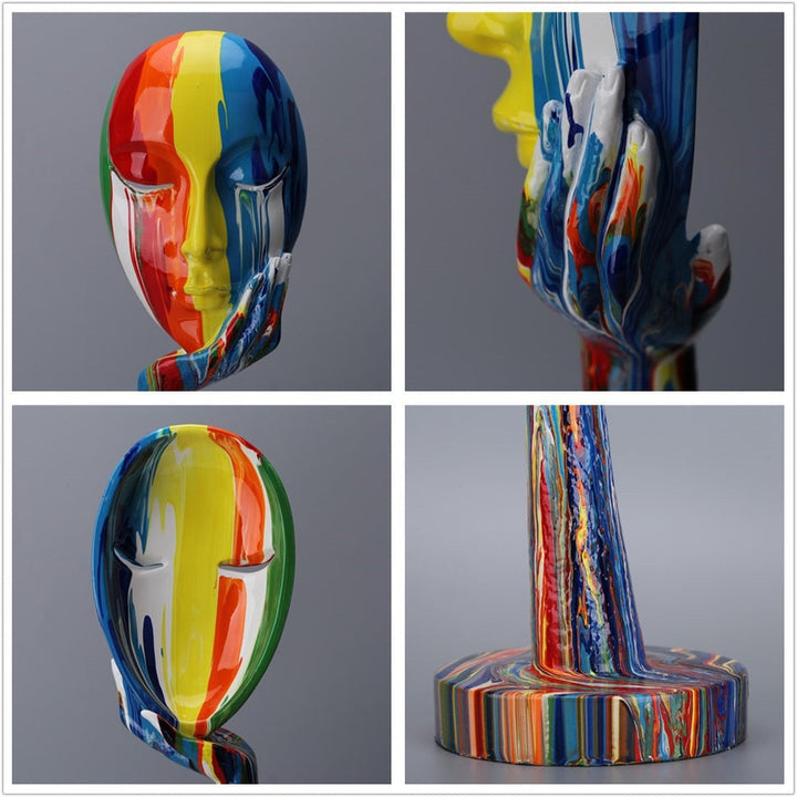 Handcrafted Abstract Face Sculptures in High-Grade Resin – Unique Decorative Art Pieces for Home, 11.8 x 4.3 and 15.4 x 4.9 Inches 4